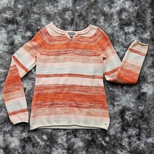 Eddie Bauer Women's Sweater in Orange and Cream Stripes